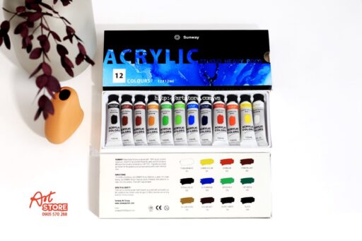 Màu Sunway Acrylic Colour Paint 12ml Set 12M