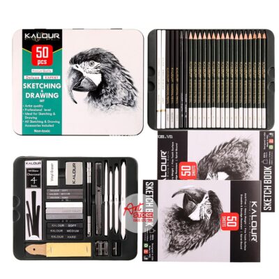 Set Chì Vẽ Phát Thảo, Truyền Thần, Vẽ Tượng, Tĩnh Vật Kalour 50pcs + 2 Sketchbook