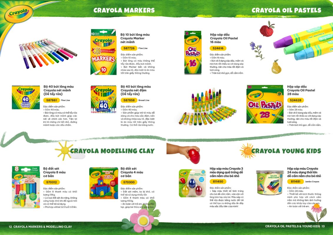 Tổng Hợp Tất Cả Các Sản Phẩm Đến Từ Nhà Crayola Tại Việt Nam