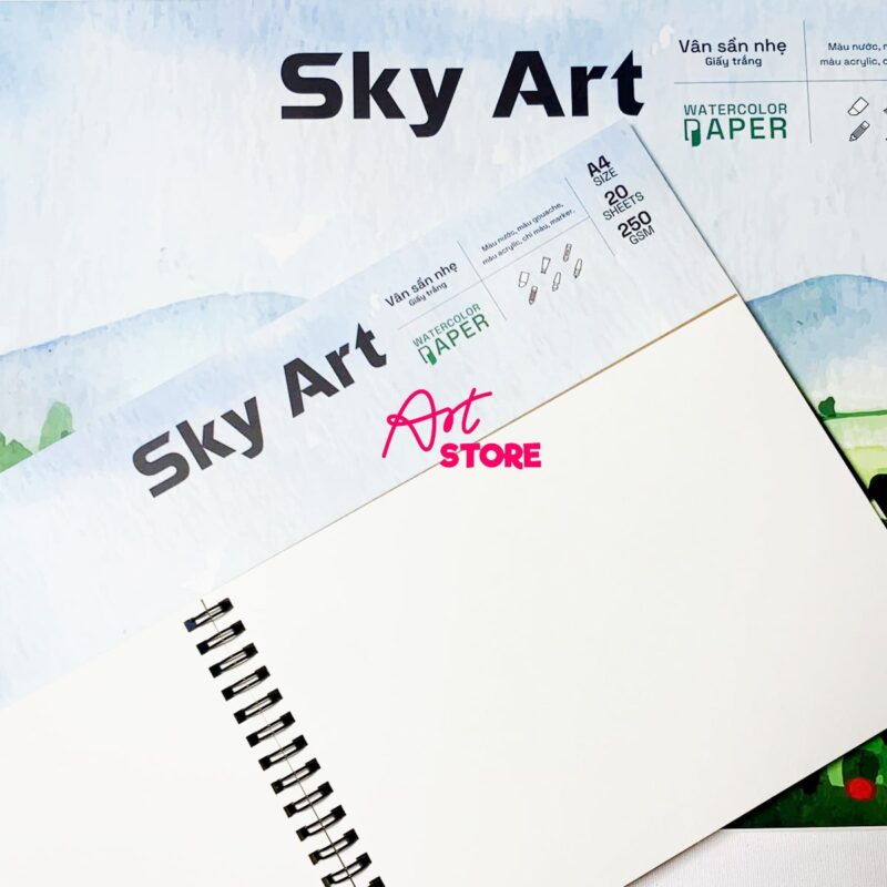 Sổ Vẽ Màu Nước Sky Art H-White 250gsm – Khổ A5A4A3