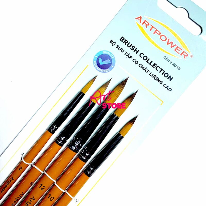 Bộ Cọ Vẽ Đầu Nhọn 5 Cây ART POWER – Cọ Vẽ Màu Nước & Acrylic
