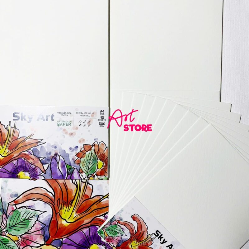 Giấy Vẽ Màu Nước Sky Art H-White ĐL 300gsm - Khổ A5A4A3