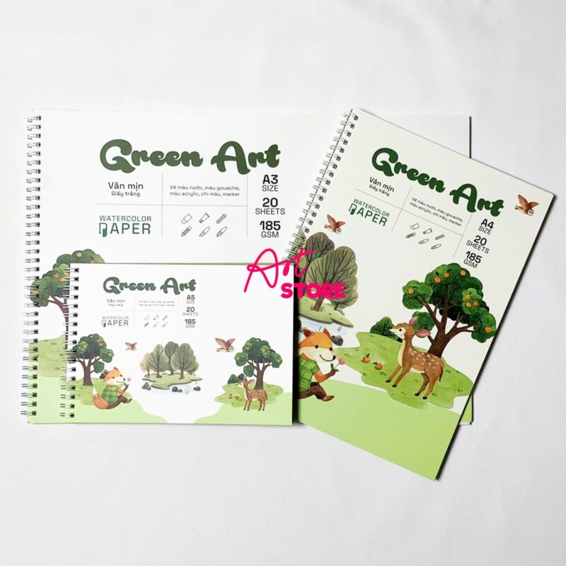 Sổ Vẽ Sketch Green Art White 185gsm – Khổ A5A4A3