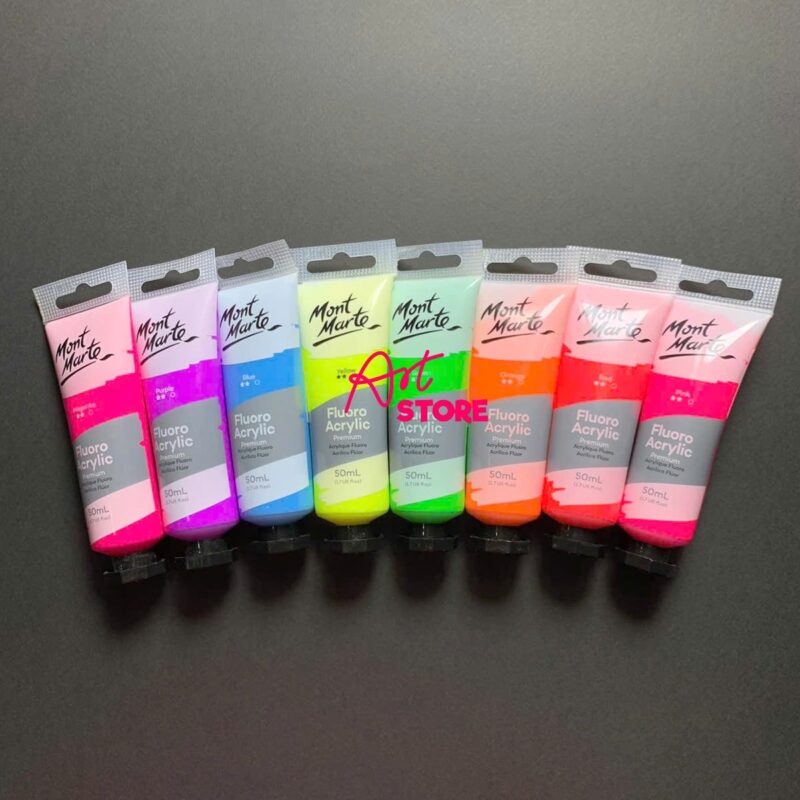 Màu Dạ Quang Phát Sáng Fluoro Acrylic Paint Premium – 50ml | 8 Màu Neon Rực Rỡ Khi Chiếu Đèn UV