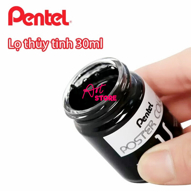 Màu Poster Pentel 12 Màu x 30ml – Bộ Màu Bột Chuẩn Cho Luyện Thi & Trang Trí Chuyên Nghiệp