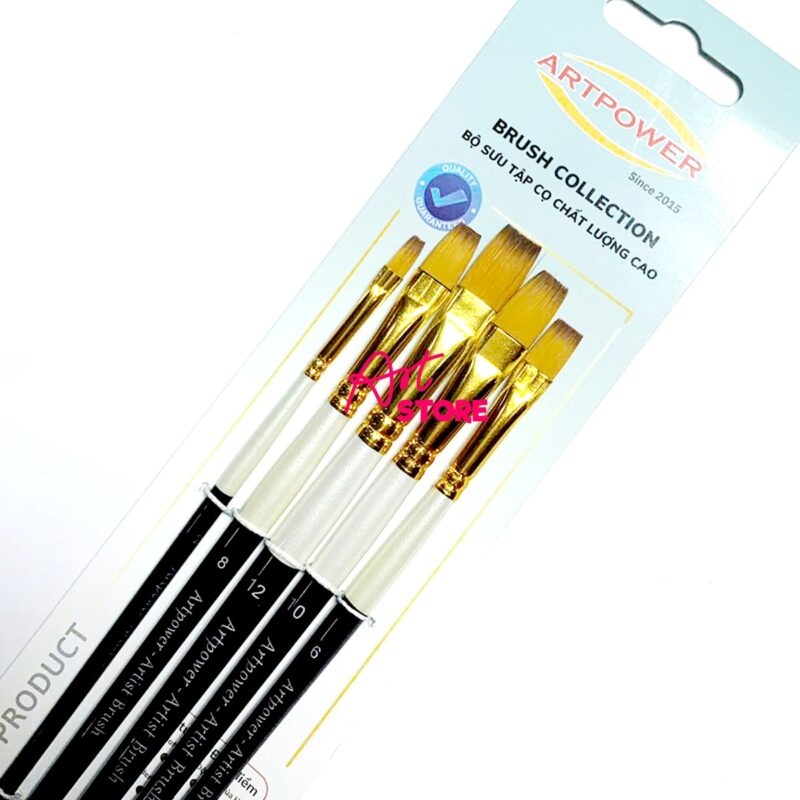 Bộ Cọ Vẽ Màu Nước, Cọ Vẽ Acrylic Đầu Dẹp Artpower MA142 - 5pc