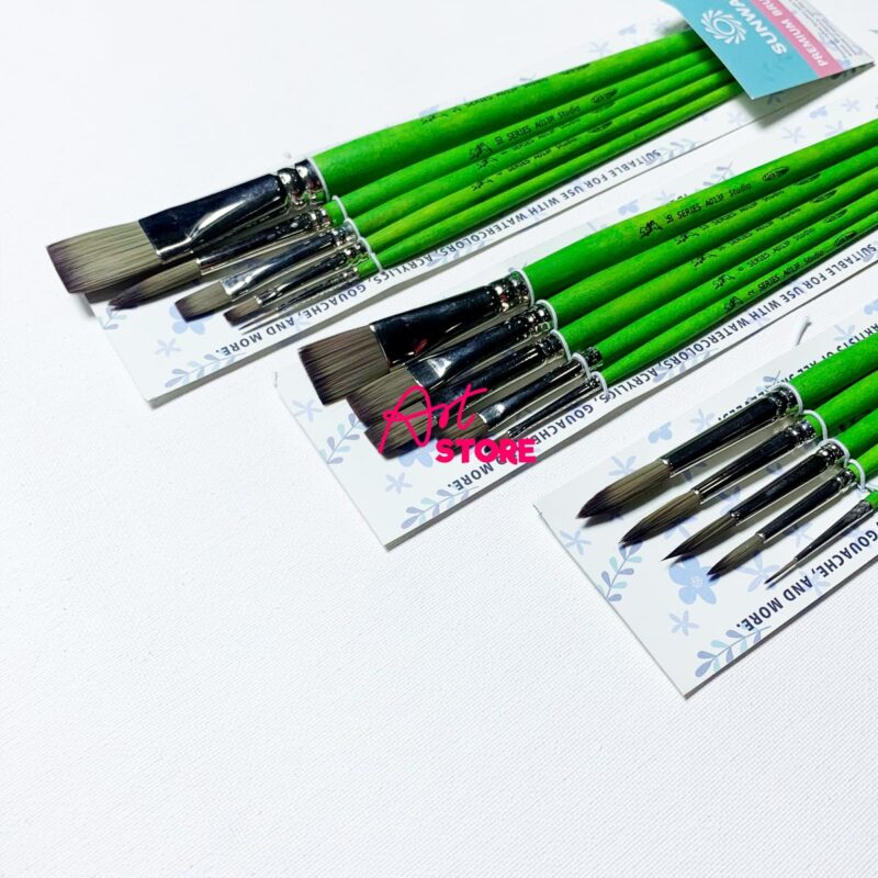 Cọ Vẽ Cao Cấp Lith Lynna Nhật Bản – Bộ 5 Cây Tỉa, Cọ Dẹp Cho Màu Nước, Acrylic & Gouache