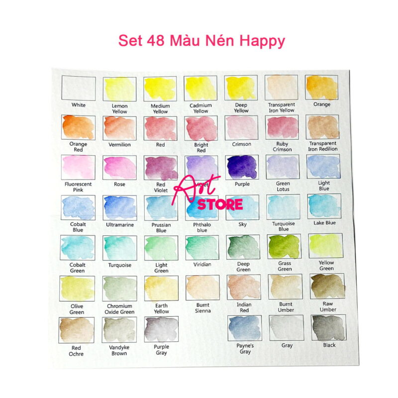 Bộ Màu Nước Dạng Nén Happy Watercolor Paint 12-18-24-36-48-62-72 Màu