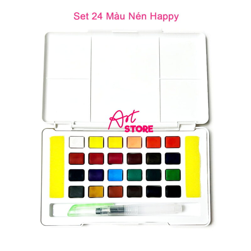 Bộ Màu Nước Dạng Nén Happy Watercolor Paint 12-18-24-36-48-62-72 Màu