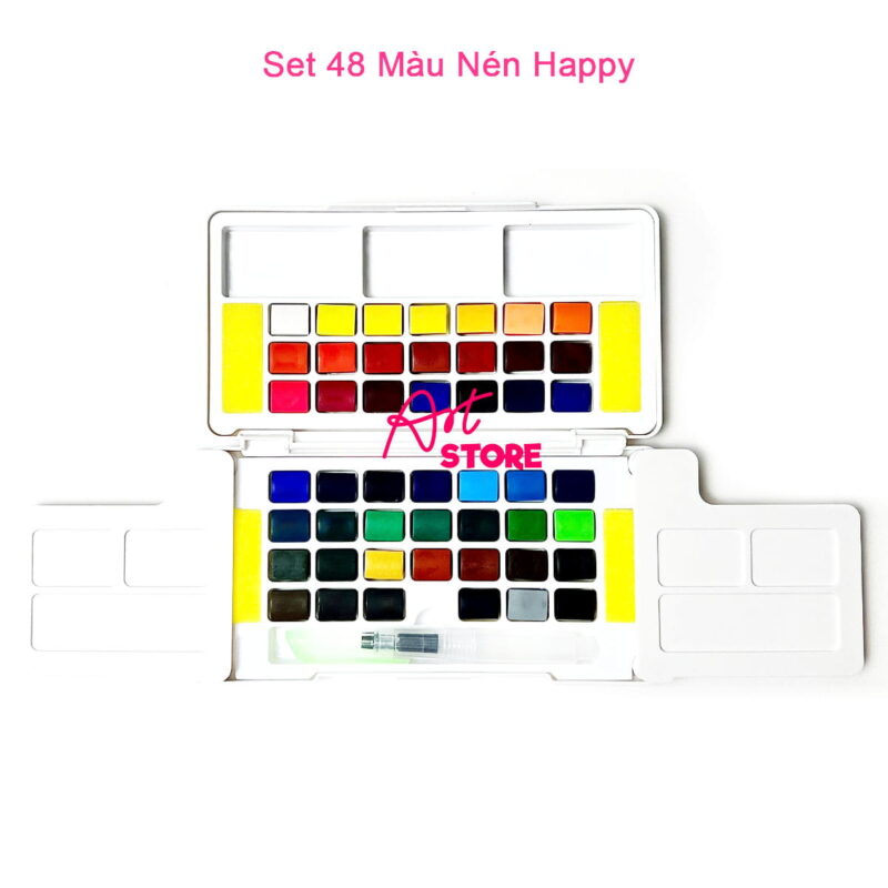 Bộ Màu Nước Dạng Nén Happy Watercolor Paint 12-18-24-36-48-62-72 Màu