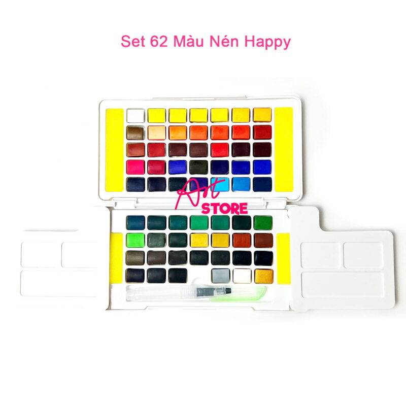 Bộ Màu Nước Dạng Nén Happy Watercolor Paint 12-18-24-36-48-62-72 Màu