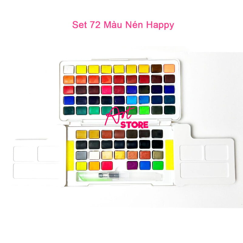 Bộ Màu Nước Dạng Nén Happy Watercolor Paint 12-18-24-36-48-62-72 Màu