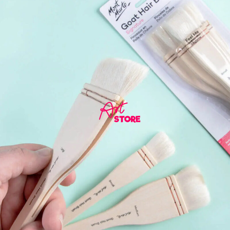 Panh Xô, Chổi Vẽ Nền Lông Dê- MM Goat Hair Pine Wood Brush