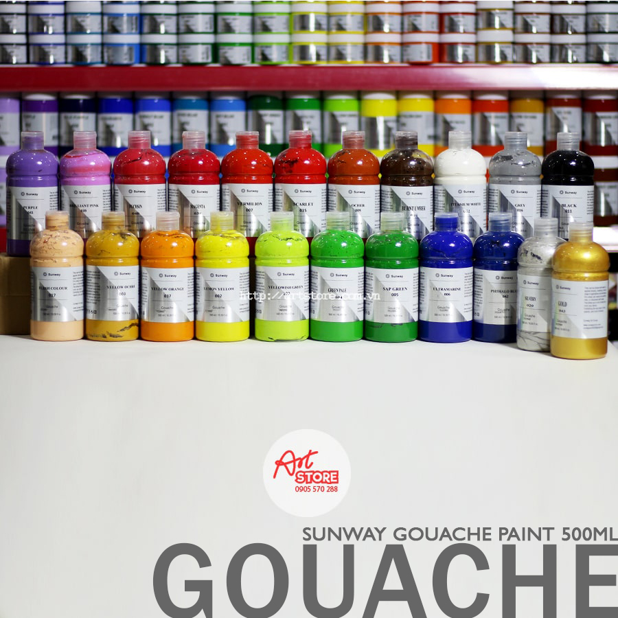 Màu Bột, Màu Gouache Paint Sunway 500Ml - Artstore