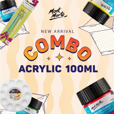 Combo 12 Màu Acrylic Mont Marte 100ml Tặng Kèm Cọ Vẽ Và Khay Pha Màu