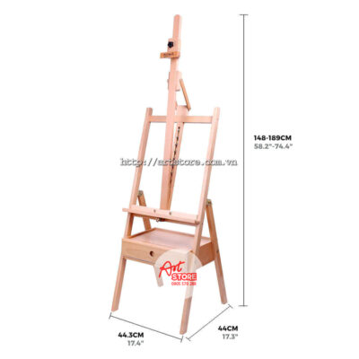 Giá Vẽ Gỗ Sồi Có Hộc Cao Cấp Tilting Box Signature Floor Easel MEA0053