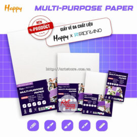 Giấy Vẽ Đa Chất Liệu Happy Multi Purpose 200gsm - Giấy Vẽ Màu Nước, Chì Màu, Màu Sáp, Marker Khổ A6-A5-A4-A3 (1)