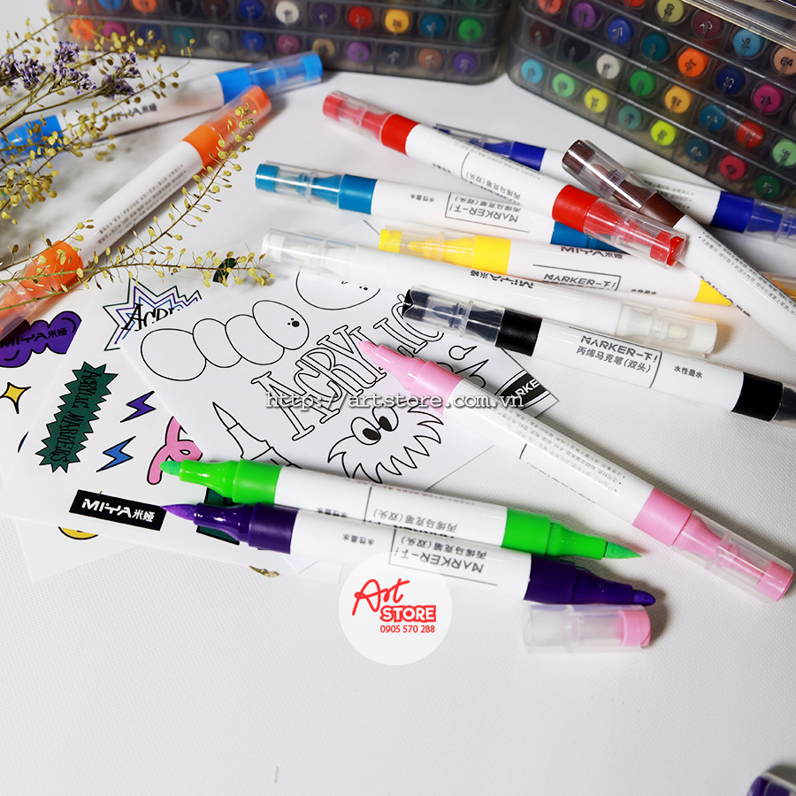 Bút Acrylic Maker Pen MIYA 12M-24M-36M-48M (DOUBLE HEAD)
