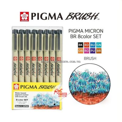 Bộ Bút Line Đi Nét Sakura Pigma Micron Nhật Bản 8 Màu - Brush