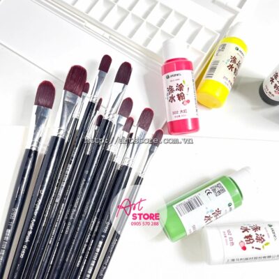 Full Size Cọ Vẽ Màu Nước, Cọ Vẽ Màu Acrylic Lông Tím Đầu Oval Artpower G1630